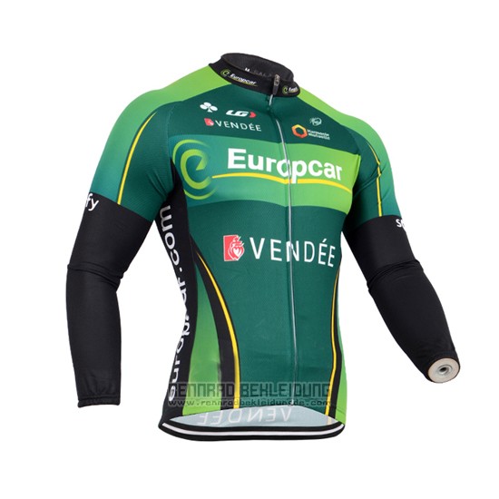 2014 Fahrradbekleidung Europcar Shwarz und Grun Trikot Langarm und Tragerhose - zum Schließen ins Bild klicken